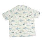 CROFT & BARROW Mens White & Blue Printed Cotton Shirt XL Casual Summer Beach