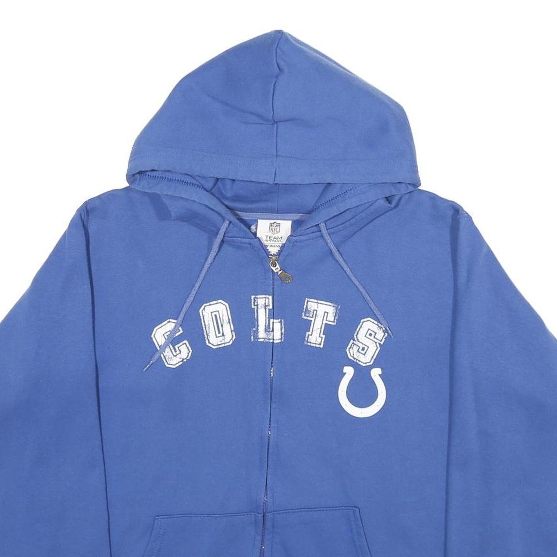 NFL Womens Blue Colts Full Zip Hoodie XL Drawstring Casual Sportswear