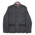 JOULES Womens Black Quilted Jacket UK 14 Polyamide Button Closure Classic