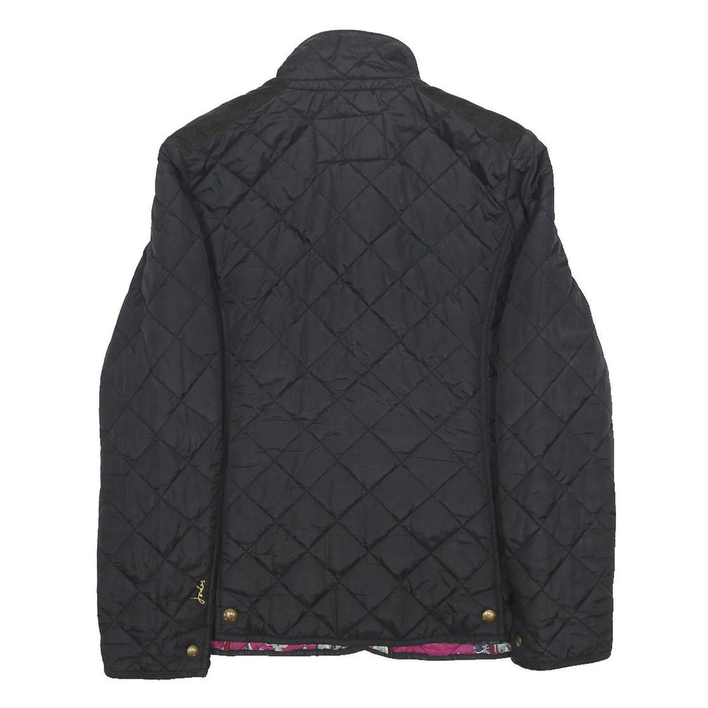JOULES Womens Black Quilted Jacket UK 14 Polyamide Button Closure Classic
