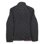 JOULES Womens Black Quilted Jacket UK 14 Polyamide Button Closure Classic