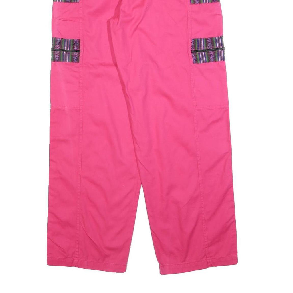 Womens Relaxed Fit Pink Cotton Blend Trousers W30 L32 Drawstring Casual Cargo