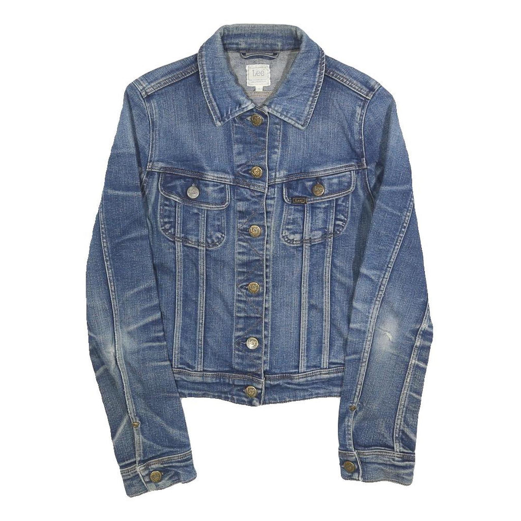 LEE Womens Blue Denim Jacket S Cotton Classic Button Closure Fitted