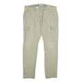 EDC Mens Cotton Beige Regular Cargo Trousers W36 L34 Casual Utility Zip Closure