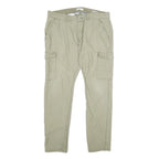 EDC Mens Cotton Beige Regular Cargo Trousers W36 L34 Casual Utility Zip Closure