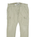 EDC Mens Cotton Beige Regular Cargo Trousers W36 L34 Casual Utility Zip Closure