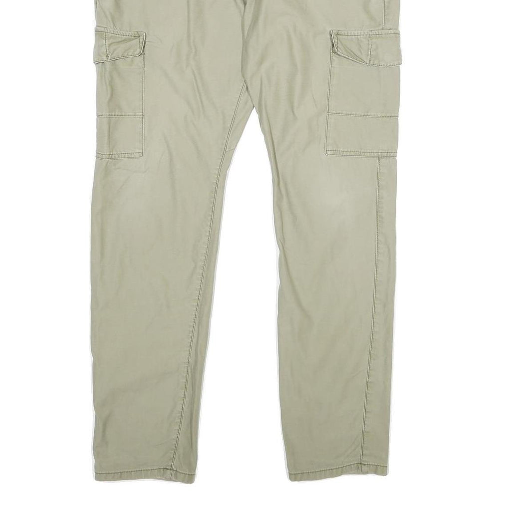 EDC Mens Cotton Beige Regular Cargo Trousers W36 L34 Casual Utility Zip Closure