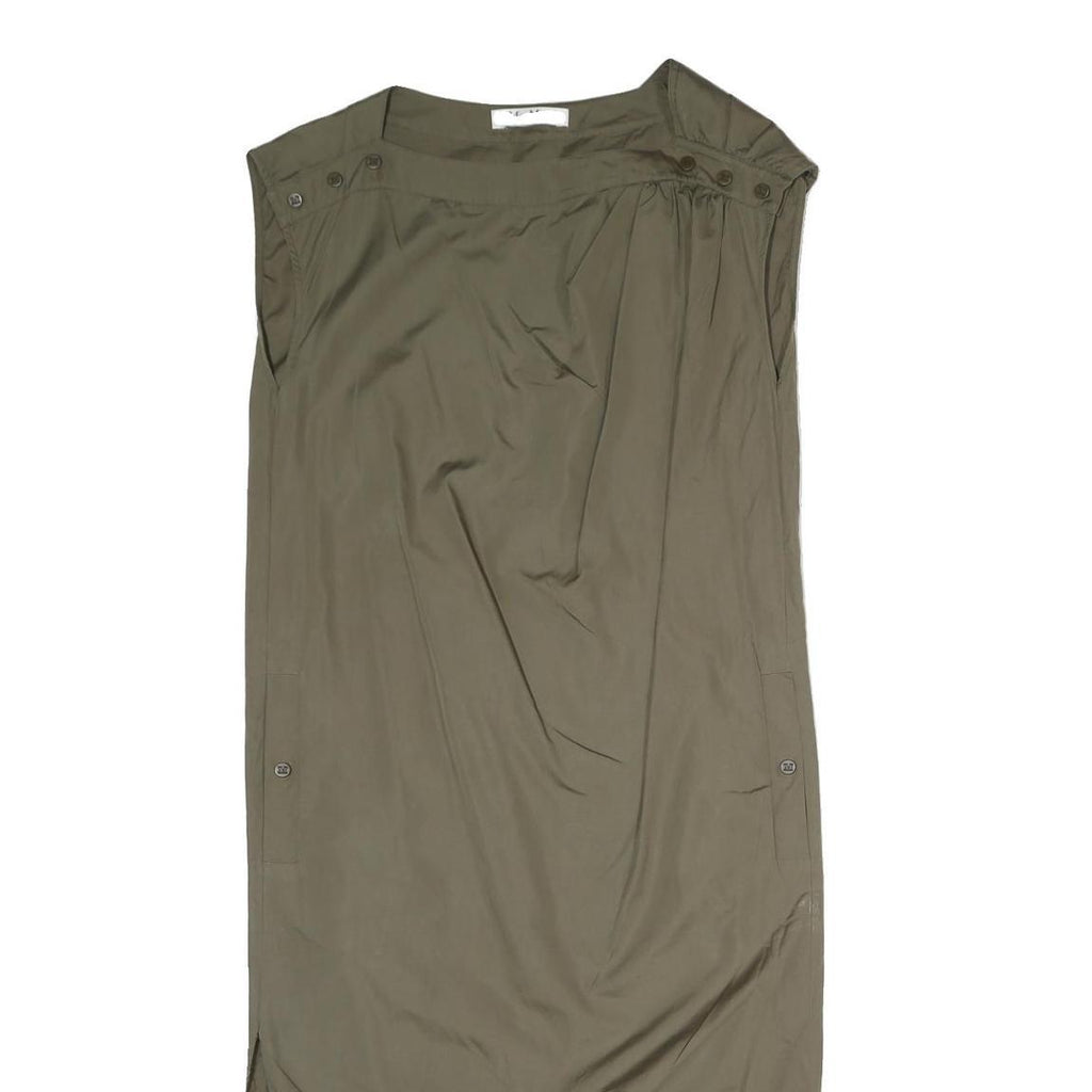 MAX MARA Womens Khaki Green Dress Cotton Blend Sleeveless Midi M Elegant Comfort