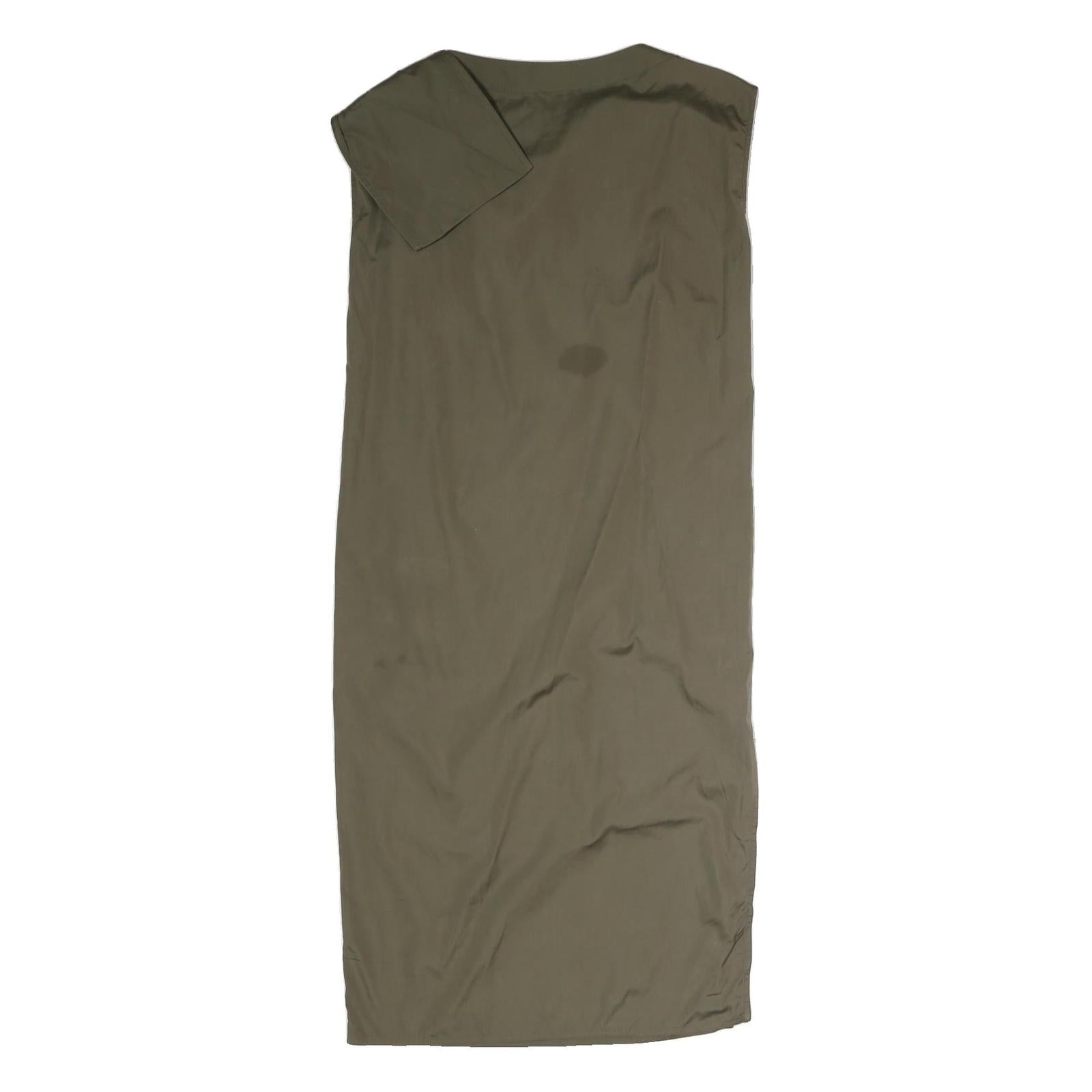 MAX MARA Womens Khaki Green Dress Cotton Blend Sleeveless Midi M Elegant Comfort