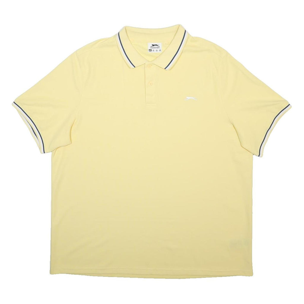 SLAZENGER Mens Yellow Short Sleeve Plain 3XL Polo Shirt Cotton Blend Casual
