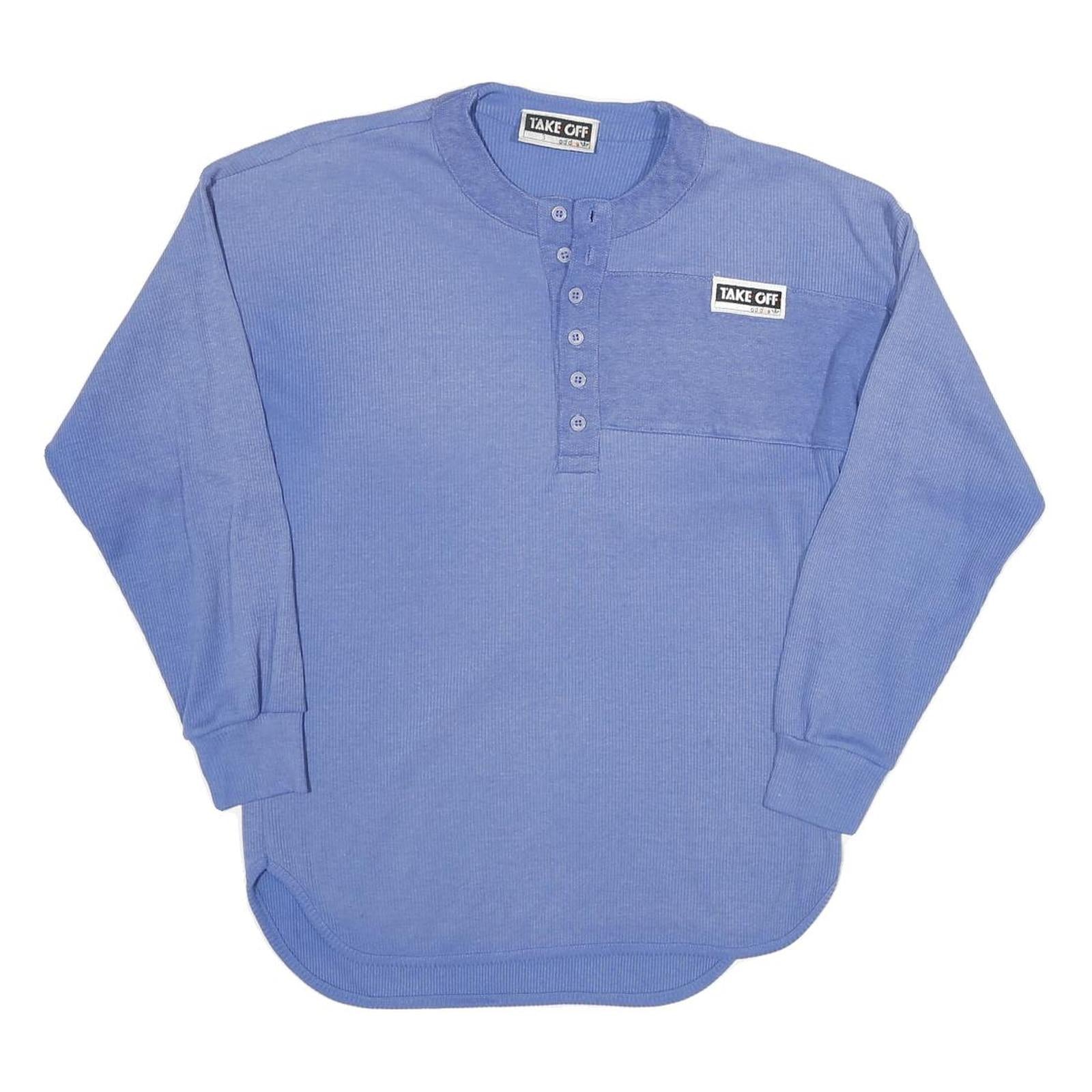 ADIDAS Take Off Mens Blue Long Sleeve Henley Neck T-Shirt S Cotton Blend Casual