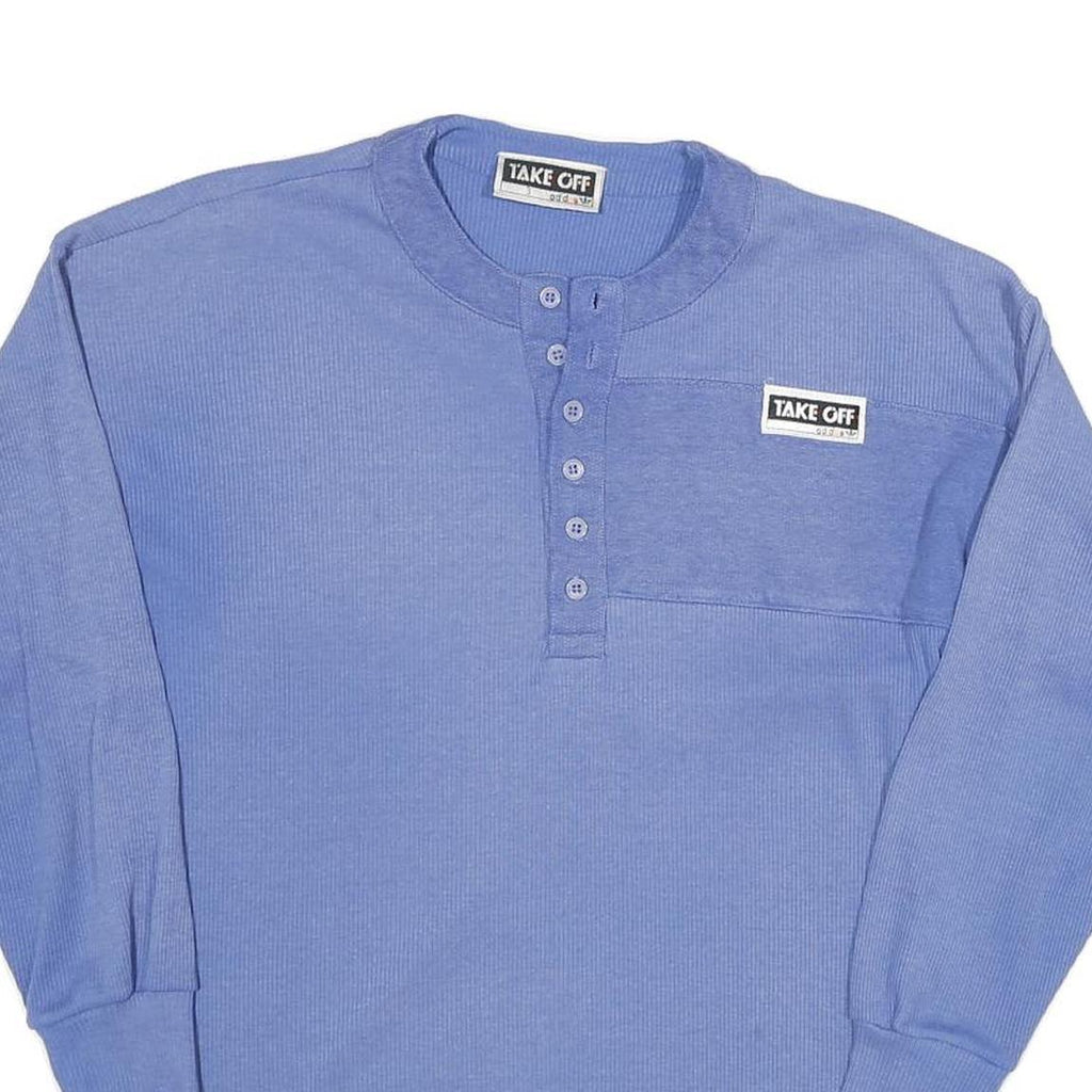 ADIDAS Take Off Mens Blue Long Sleeve Henley Neck T-Shirt S Cotton Blend Casual
