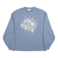 VANS Womens Blue Cotton Blend Floral Print Crew Neck Sweatshirt S Casual