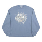 VANS Womens Blue Cotton Blend Floral Print Crew Neck Sweatshirt S Casual