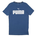PUMA Mens Blue Graphic T-Shirt S Short Sleeve Crew Neck Cotton Blend