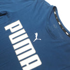 PUMA Mens Blue Graphic T-Shirt S Short Sleeve Crew Neck Cotton Blend