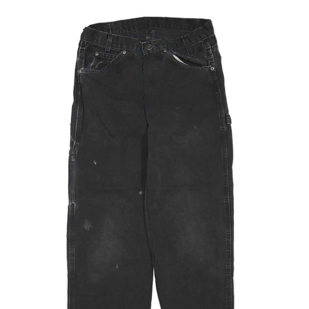 DICKIES Womens Regular Fit Black Denim Workwear Jeans W28 L29 Utility Pocket Zip