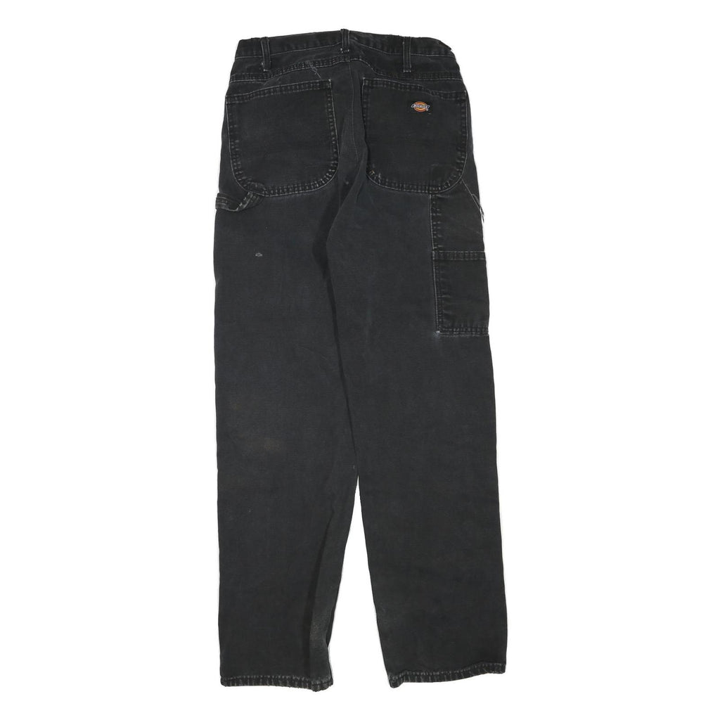 DICKIES Womens Regular Fit Black Denim Workwear Jeans W28 L29 Utility Pocket Zip