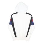 CHAMPION Mens White Navy & Red Logo Pullover Hoodie S Cotton Blend