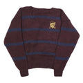 POLO RALPH LAUREN Mens Maroon & Navy Patterned Wool Jumper Crew Neck Basic Knit