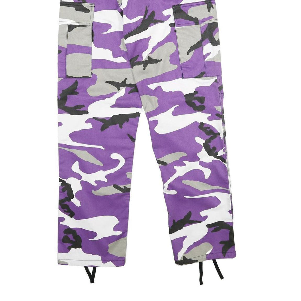 Womens Cotton Blend Purple & Grey Camouflage Regular Fit Cargo Trousers W22 L32