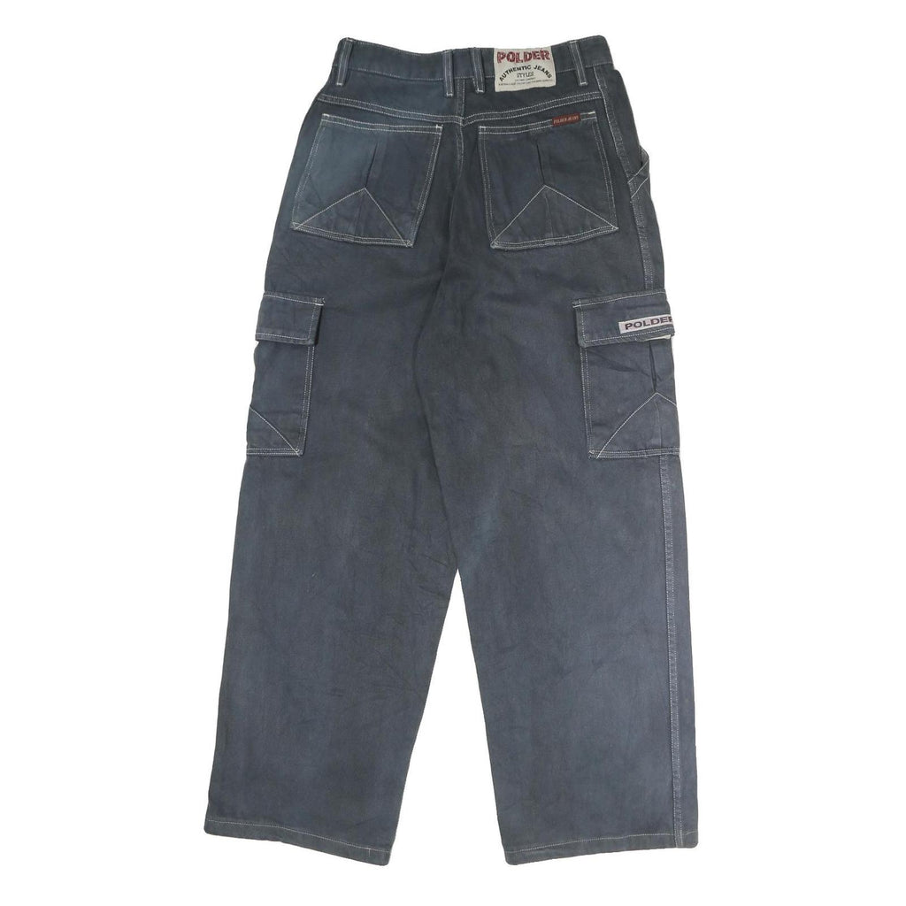 POLDER JEANS Mens Cotton Black Regular Cargo Trousers W28 L28 Utility Casual