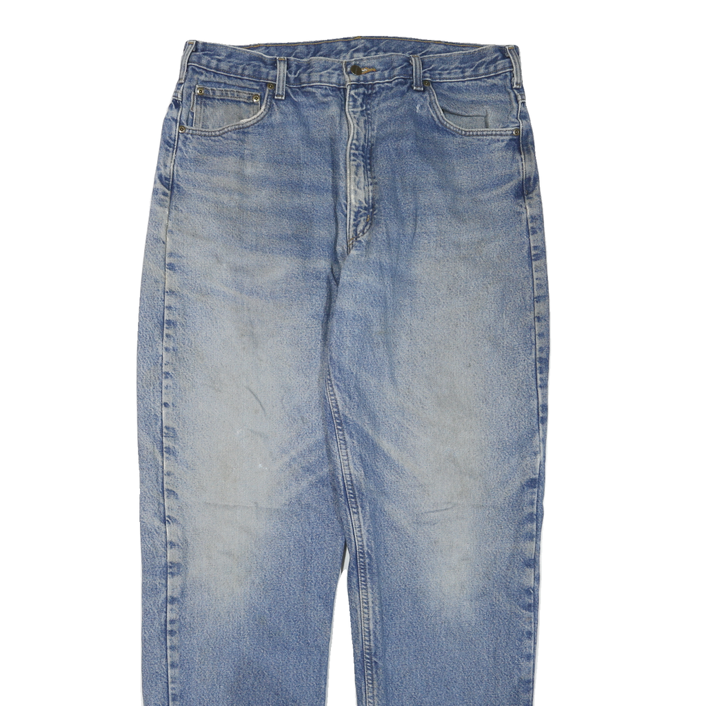 CARHARTT Mens Blue Regular Straight Denim Medium W36 L36 Zip Cotton Blend Jeans