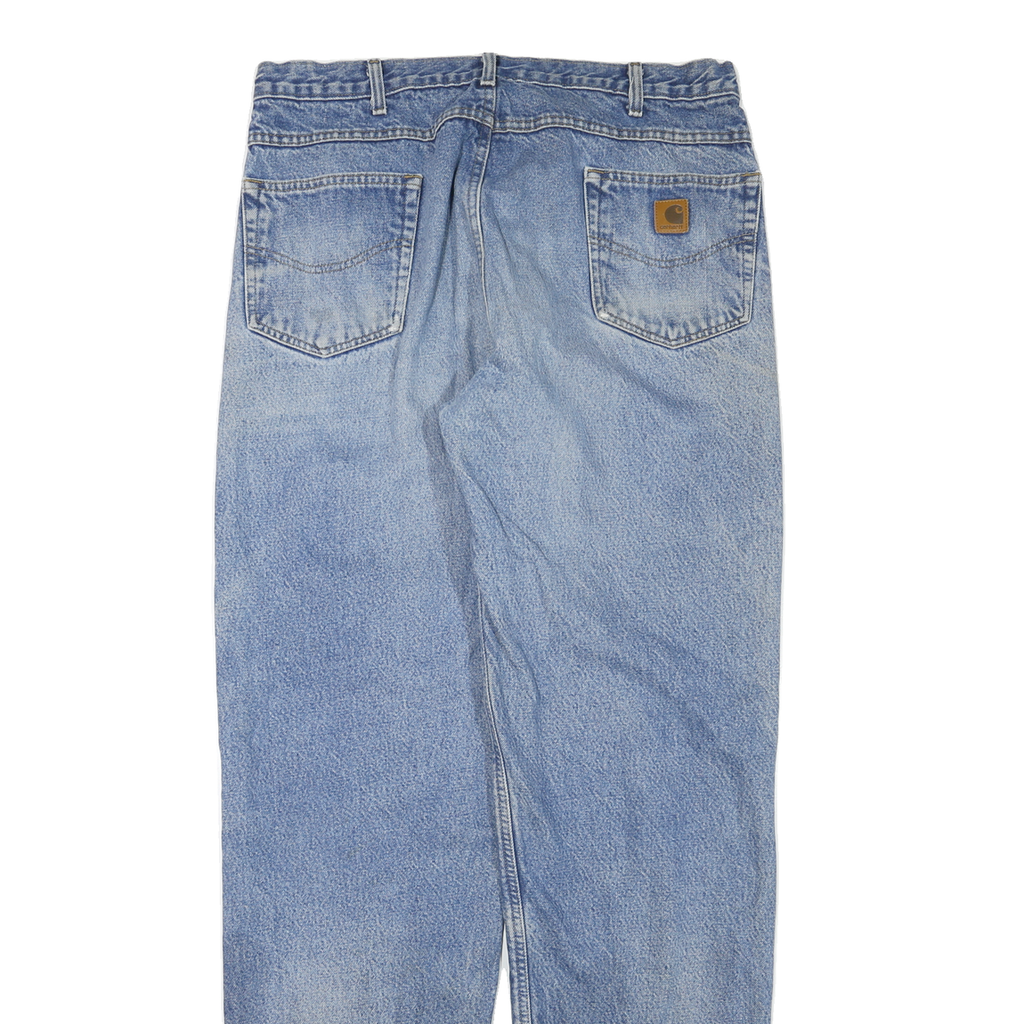 CARHARTT Mens Blue Regular Straight Denim Medium W36 L36 Zip Cotton Blend Jeans
