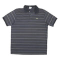 LACOSTE Mens Blue & Grey Striped Short Sleeve Polo Shirt L Cotton Blend Casual