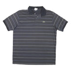 LACOSTE Mens Blue & Grey Striped Short Sleeve Polo Shirt L Cotton Blend Casual