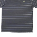 LACOSTE Mens Blue & Grey Striped Short Sleeve Polo Shirt L Cotton Blend Casual