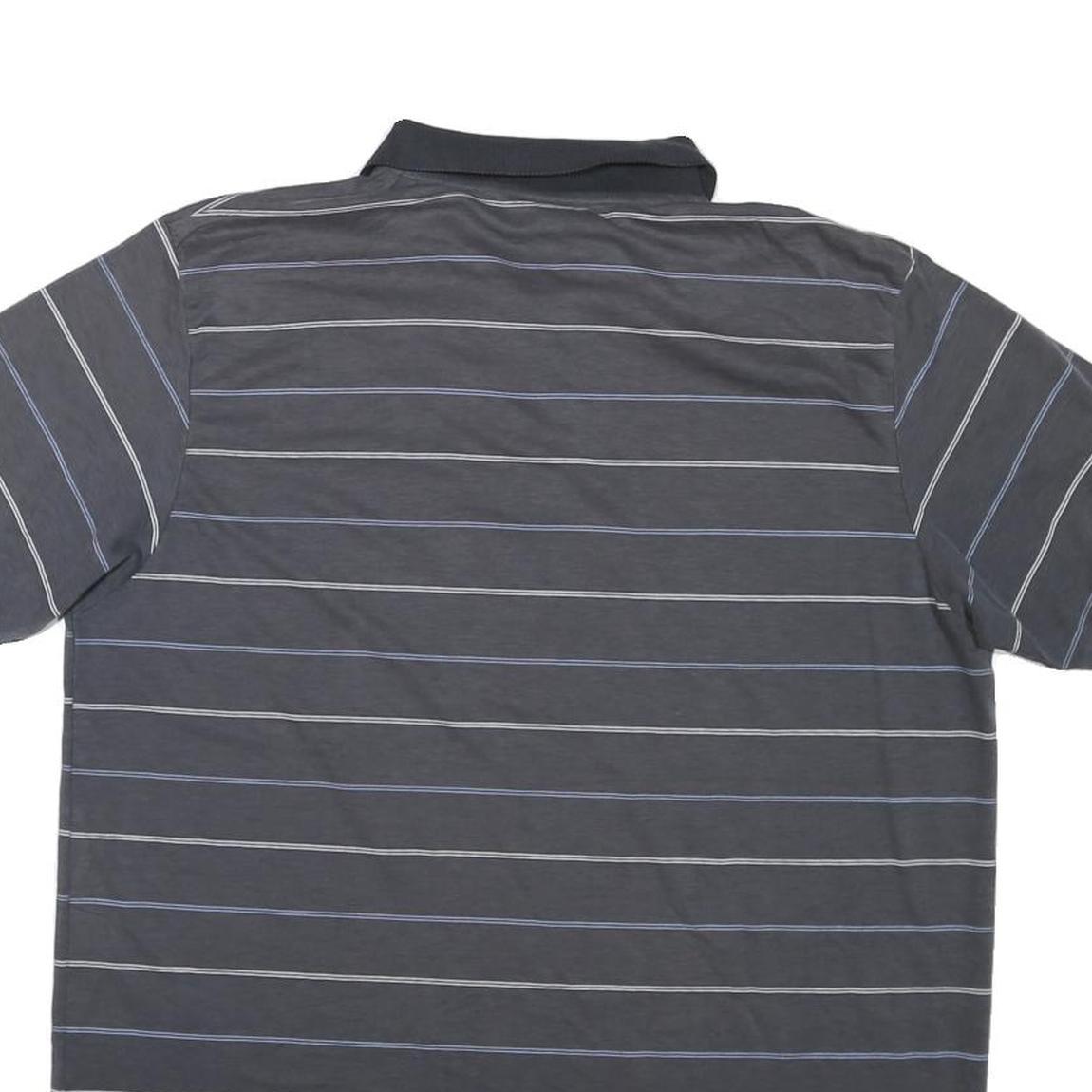 LACOSTE Mens Blue & Grey Striped Short Sleeve Polo Shirt L Cotton Blend Casual