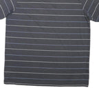 LACOSTE Mens Blue & Grey Striped Short Sleeve Polo Shirt L Cotton Blend Casual
