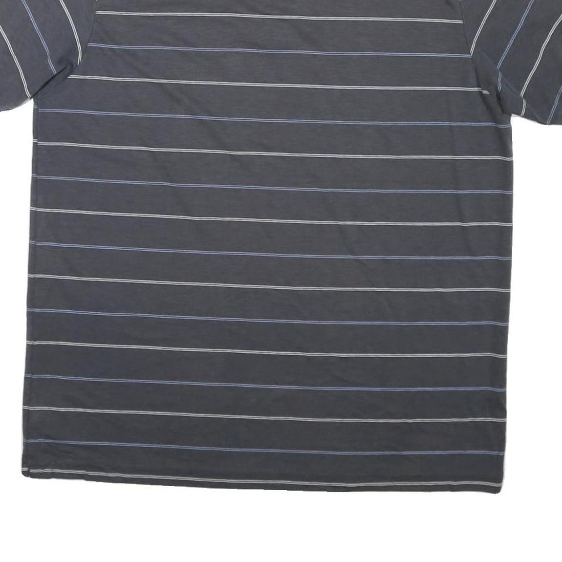 LACOSTE Mens Blue & Grey Striped Short Sleeve Polo Shirt L Cotton Blend Casual