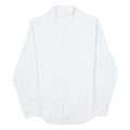 CALVIN KLEIN Mens White & Grey Pinstripe Shirt M Formal Cotton Blend Long Sleeve