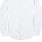 CALVIN KLEIN Mens White & Grey Pinstripe Shirt M Formal Cotton Blend Long Sleeve