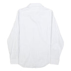 CALVIN KLEIN Mens White & Grey Pinstripe Shirt M Formal Cotton Blend Long Sleeve