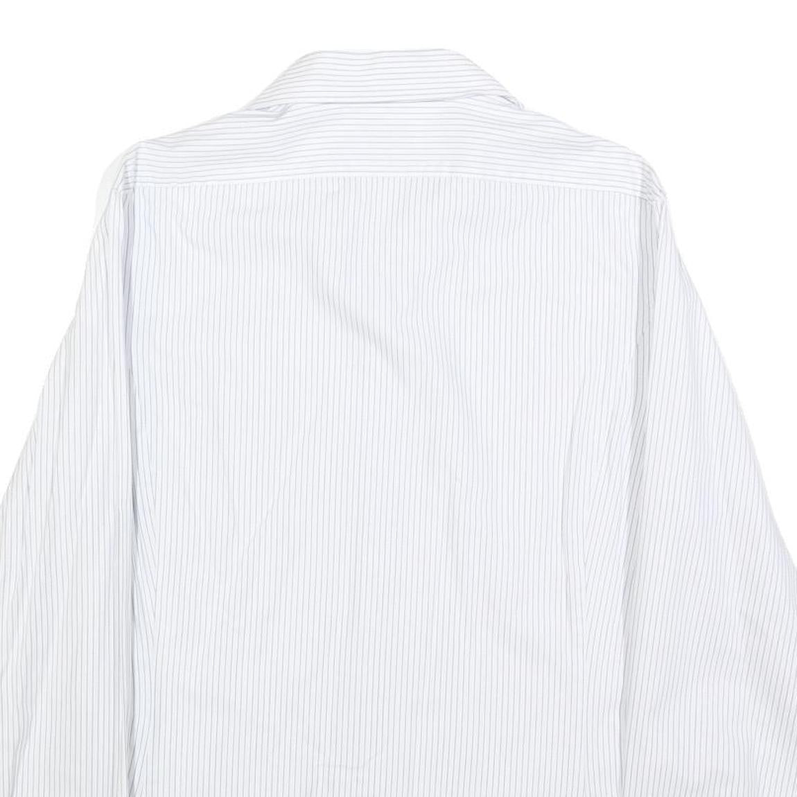 CALVIN KLEIN Mens White & Grey Pinstripe Shirt M Formal Cotton Blend Long Sleeve