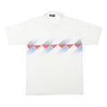 CHAMAS Mens White Polo Short Sleeve Geometric S Cotton Blend Casual Shirt