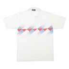 CHAMAS Mens White Polo Short Sleeve Geometric S Cotton Blend Casual Shirt