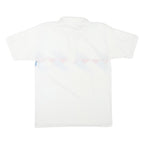 CHAMAS Mens White Polo Short Sleeve Geometric S Cotton Blend Casual Shirt