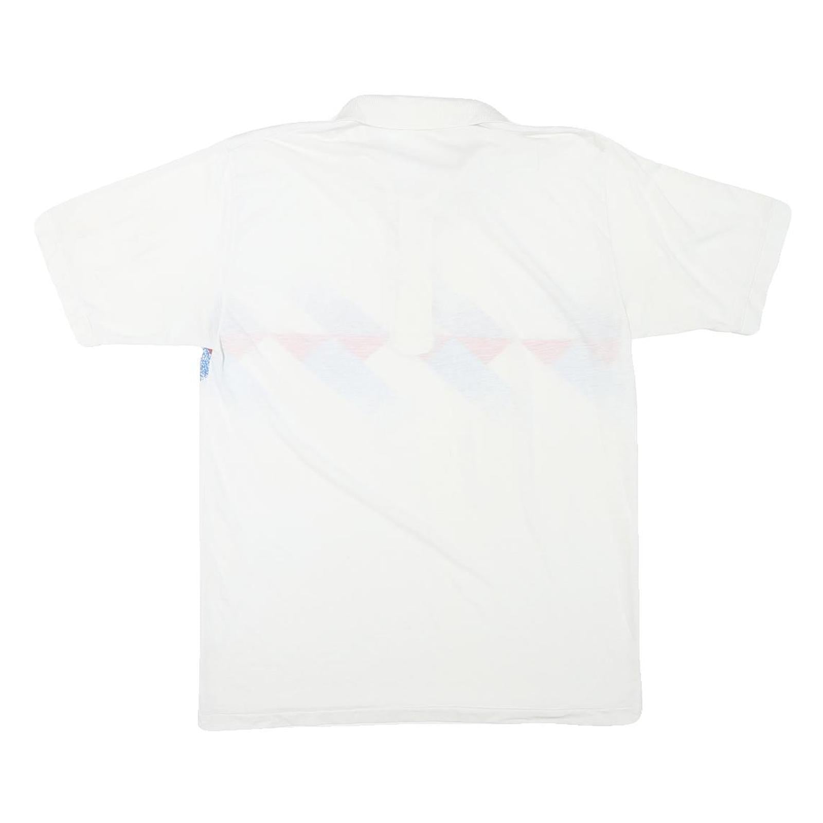 CHAMAS Mens White Polo Short Sleeve Geometric S Cotton Blend Casual Shirt