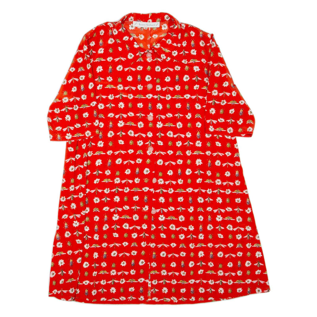 LISETTE LEUTHARD Womens Shirt Dress Orange Floral Short Sleeve Knee Length L