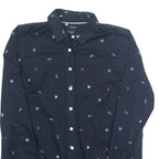 TOMMY HILFIGER Anchor Womens Shirt Blue Crazy Pattern Long Sleeve XS