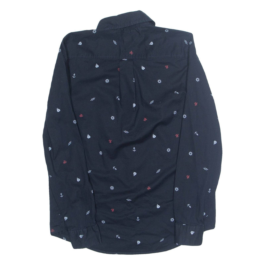 TOMMY HILFIGER Anchor Womens Shirt Blue Crazy Pattern Long Sleeve XS