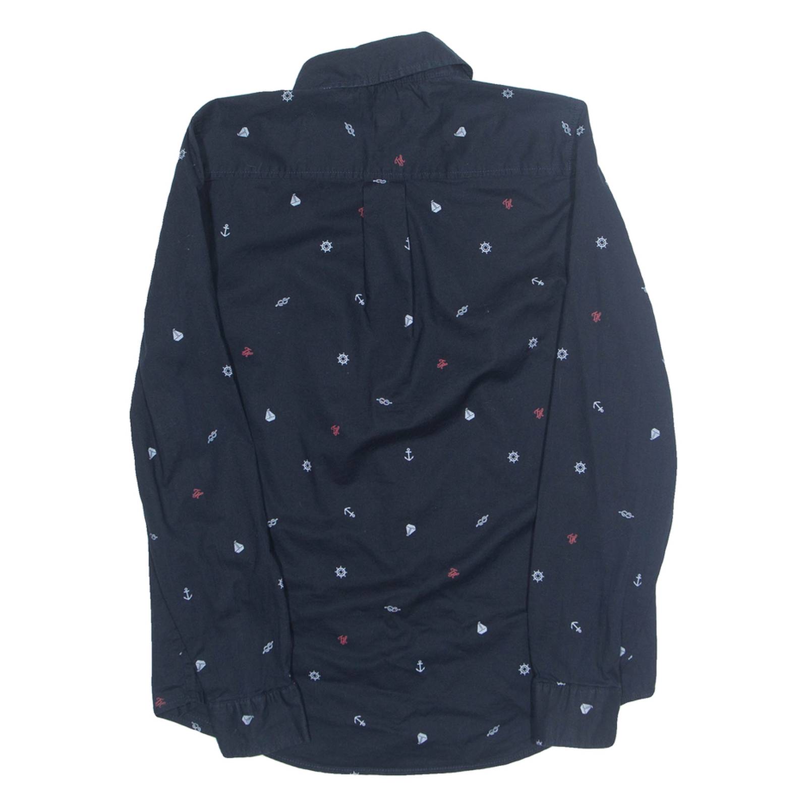 TOMMY HILFIGER Anchor Womens Shirt Blue Crazy Pattern Long Sleeve XS