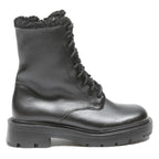 CHARLES & KEITH Womens Black Leather Lace-Up Ankle Boots UK 3 Winter Warm