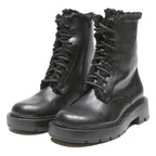 CHARLES & KEITH Womens Black Leather Lace-Up Ankle Boots UK 3 Winter Warm