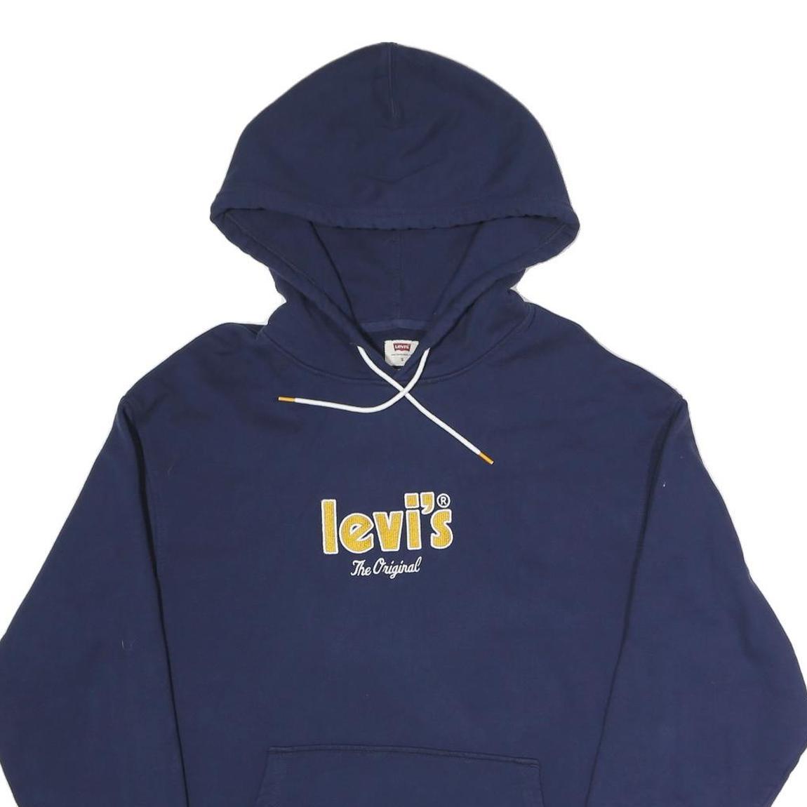 LEVI'S Mens Navy Blue Hoodie S Casual Pullover Cotton Blend