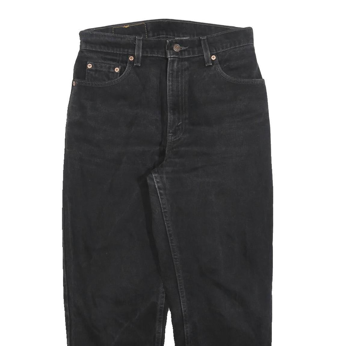 LEVI'S 550 Straight Womens Jeans Black Relaxed Straight Denim Raw W29 L25 Frayed